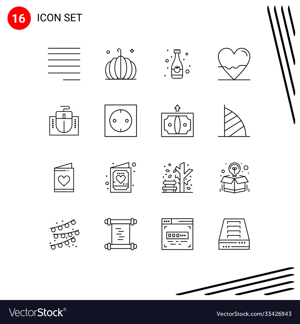 Modern set 16 outlines and symbols