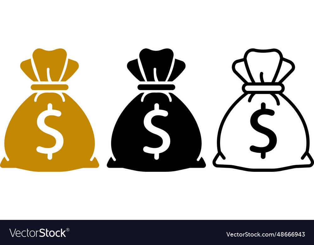 Money Bag Icons Set In Flat Style Icons Set Vector Image