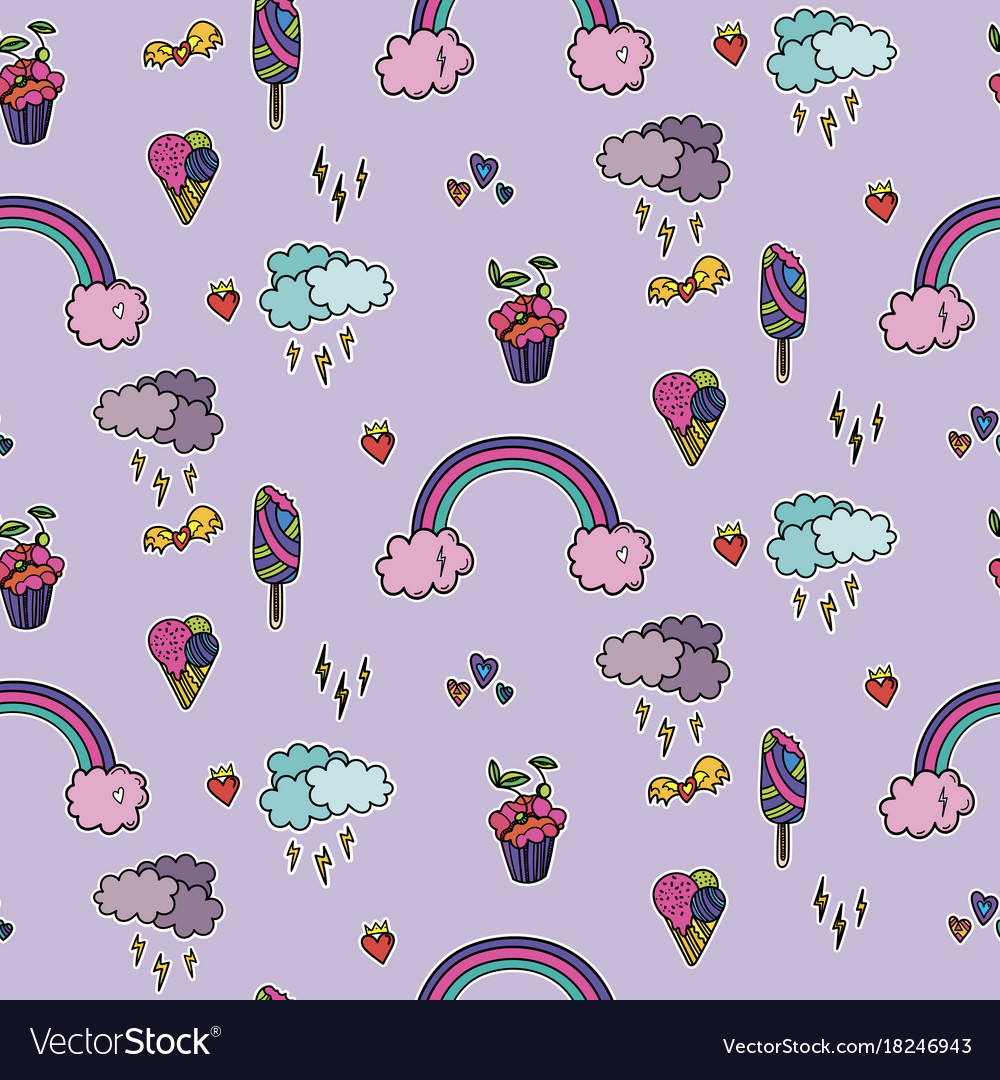 Seamless pattern with cute elements