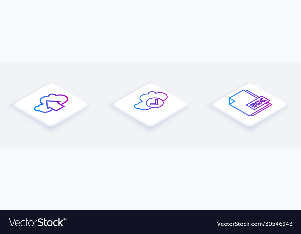 Set isometric line cloud upload with check vector image Set isometric line cloud upload with check
