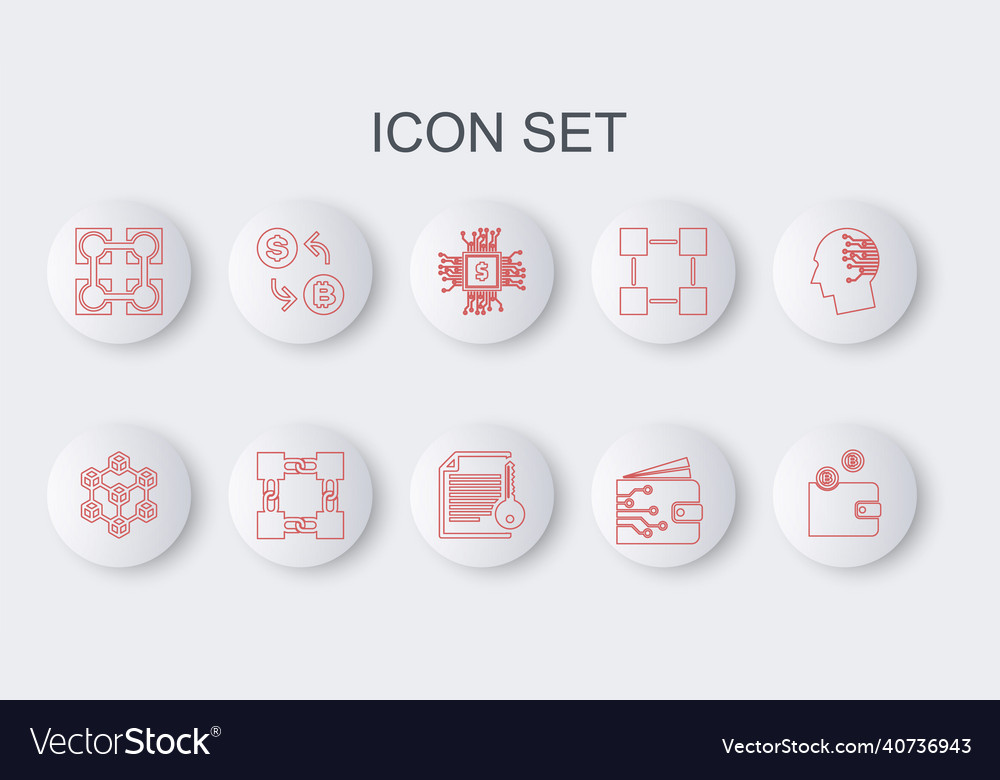 Set line cryptocurrency wallet blockchain vector image Set line cryptocurrency wallet blockchain