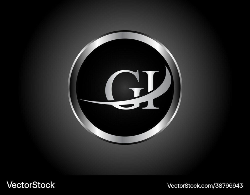 Silver letter gi metal combination alphabet logo Vector Image