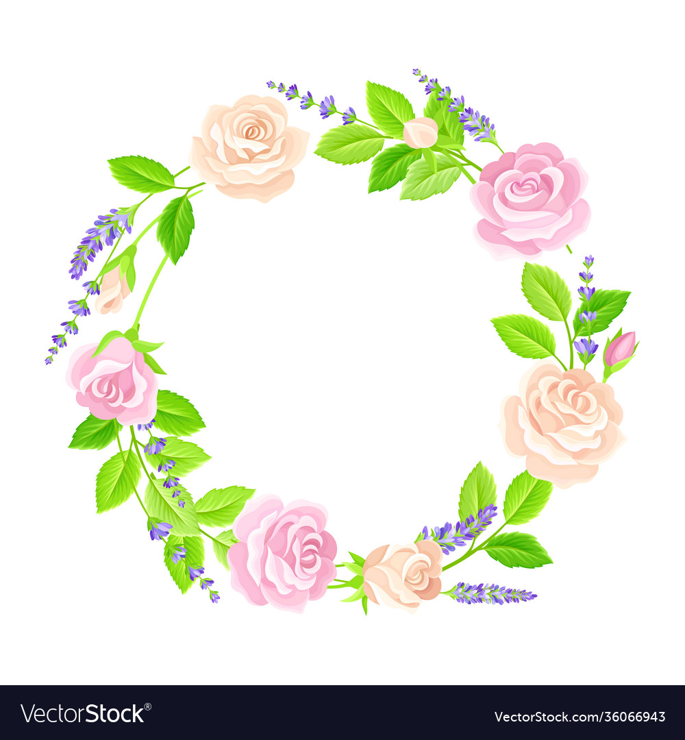 Tender floral wreath arranged from lavender twigs vector image Tender floral wreath arranged from lavender twigs