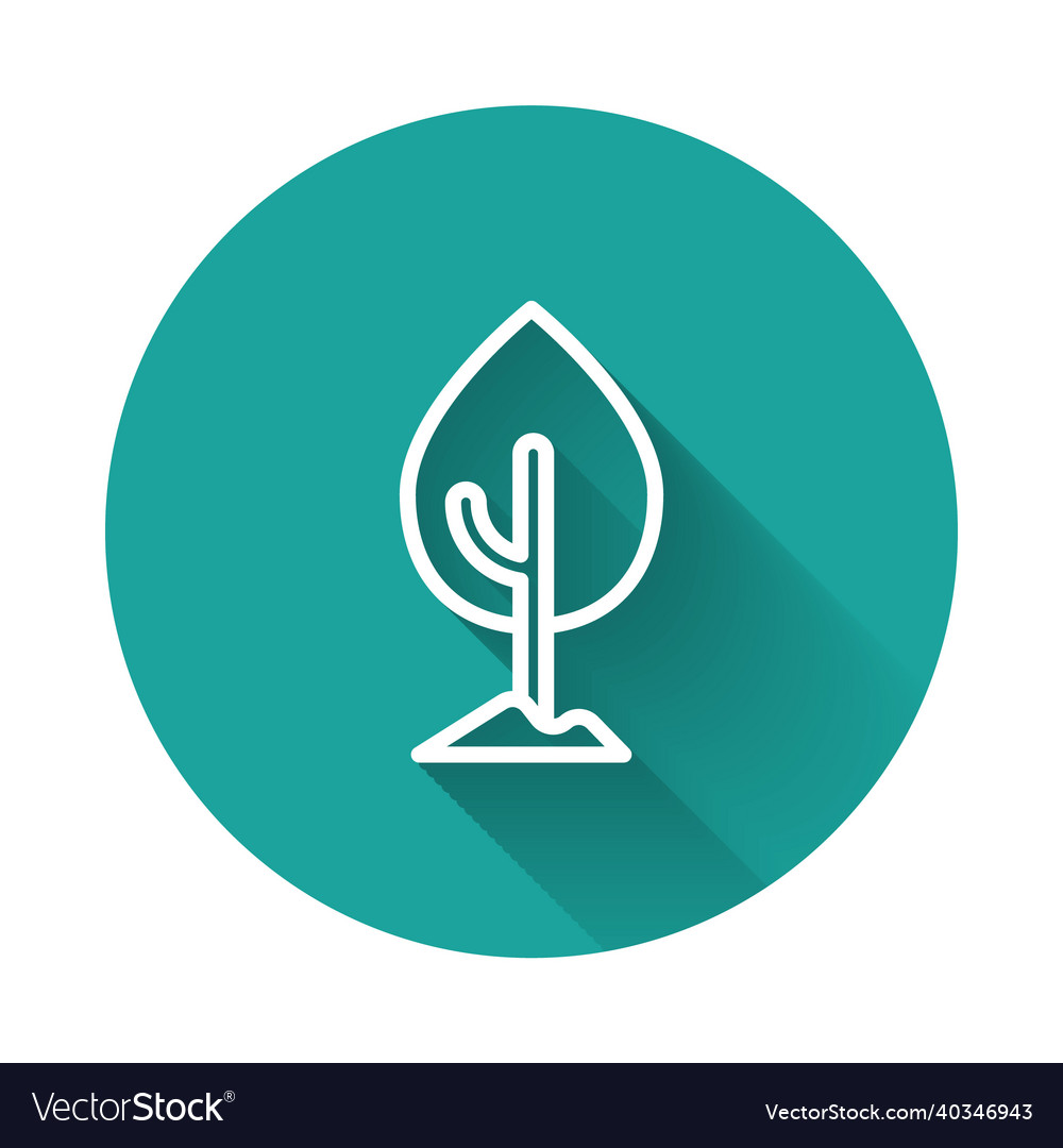 White line tree icon isolated with long shadow