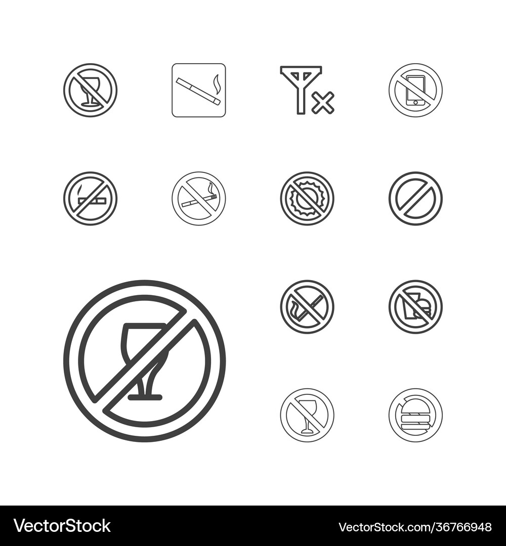 13 forbidden icons Royalty Free Vector Image - VectorStock