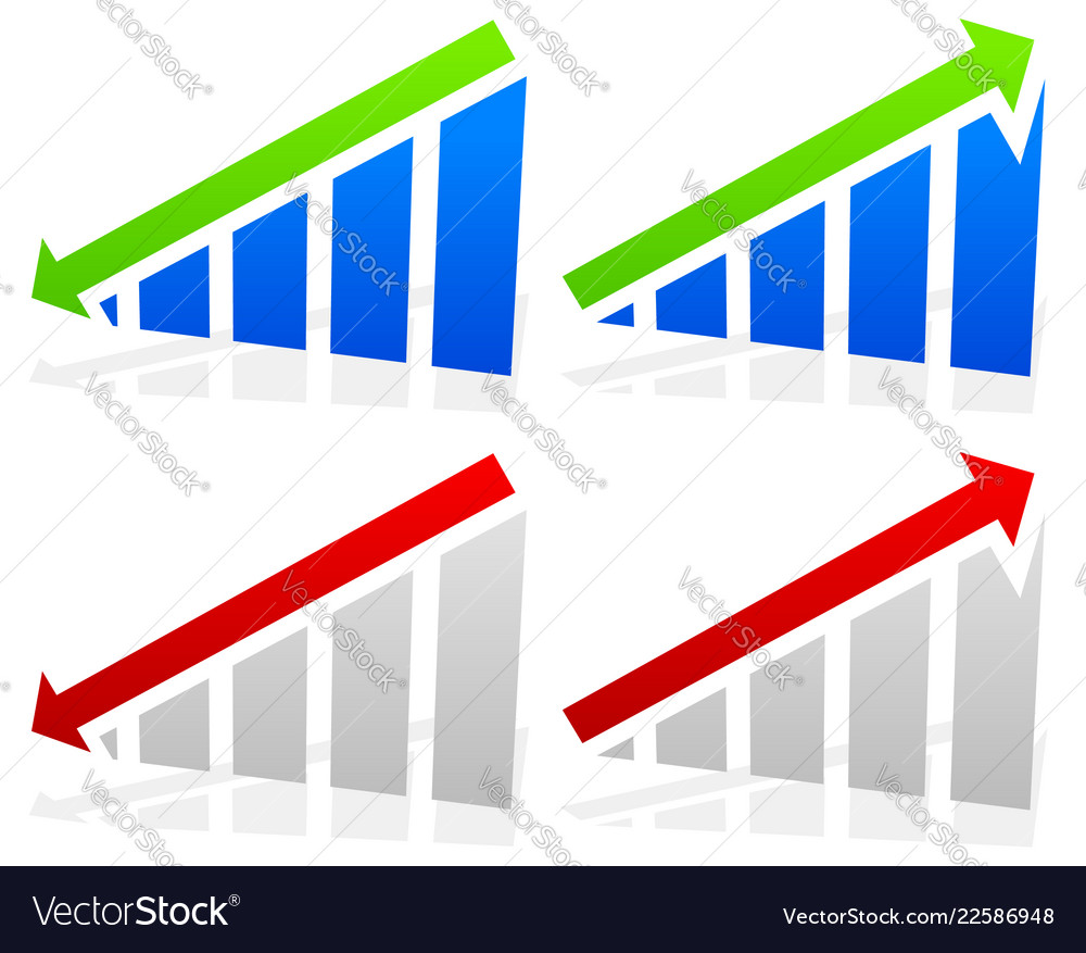 Barchart with arrows up down on chart 2 vector image Barchart with arrows up down on chart 2
