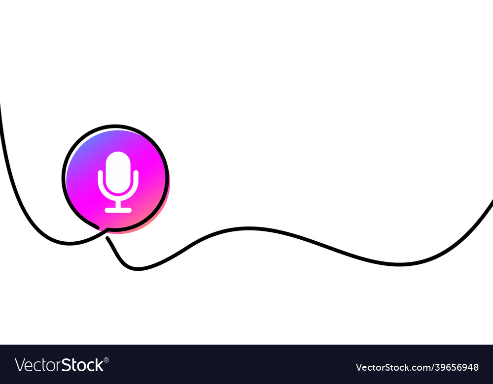 Continuous line drawn gradient mic vector image Continuous line drawn gradient mic