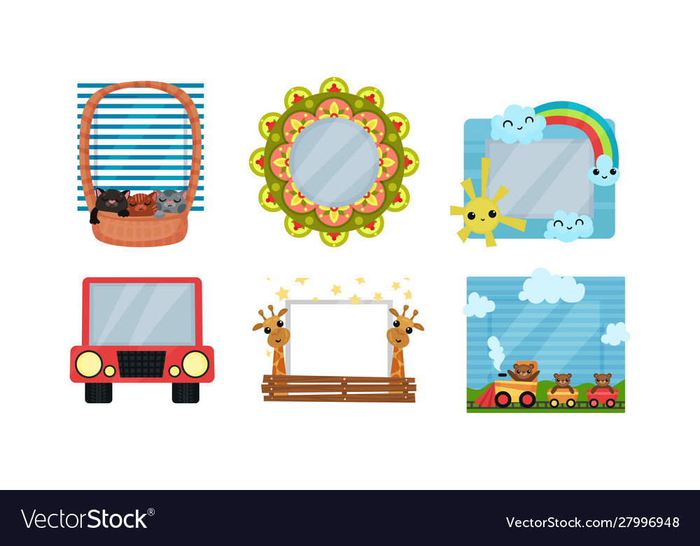 Decorated Photo Frames Collection Kids Royalty Free Vector