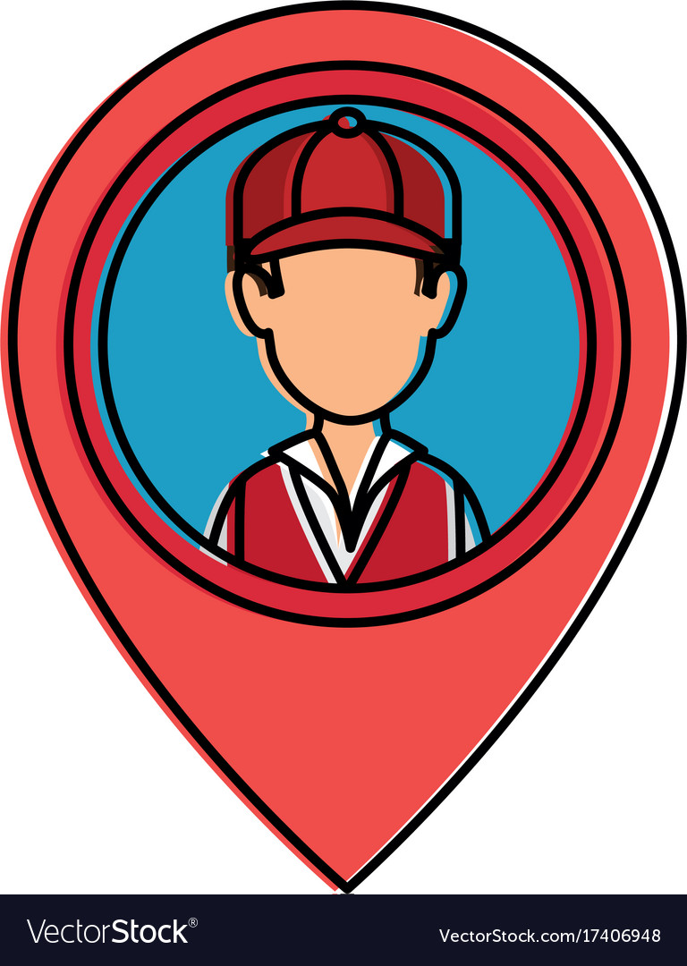 Delivery worker with pointer location