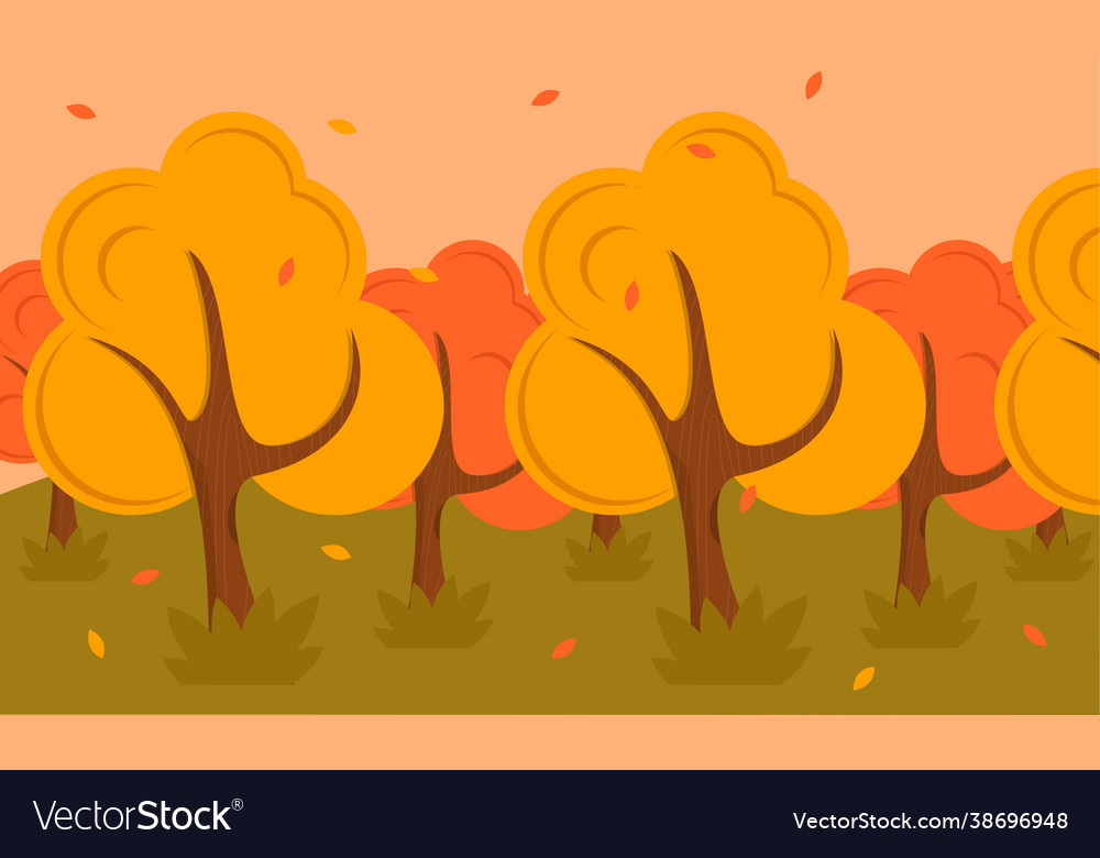 Flat design autumn background with colorful trees