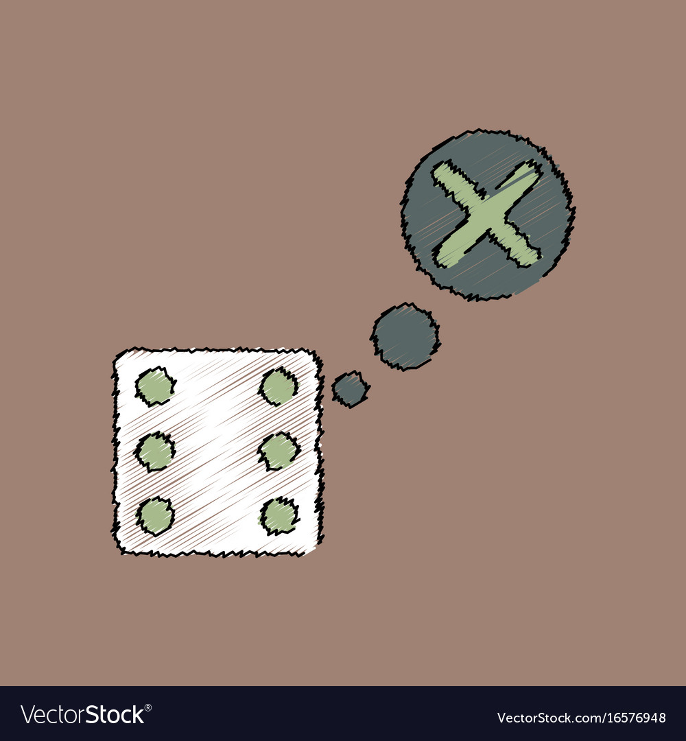 Flat shading style icon dice and x mark