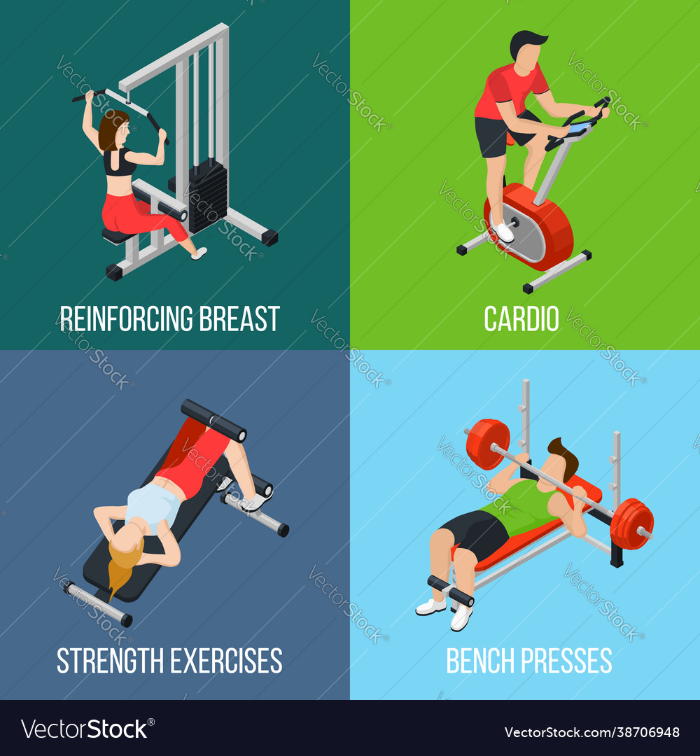 Gym people isolated icon set Royalty Free Vector Image