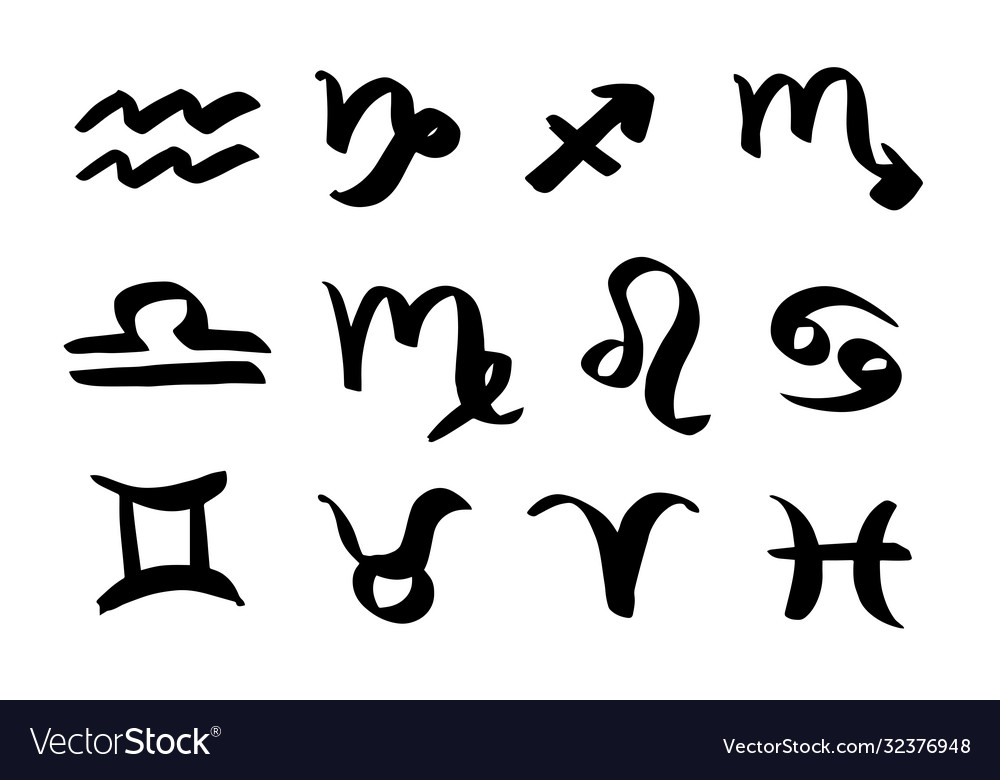 Hand drawn zodiac symbols Royalty Free Vector Image