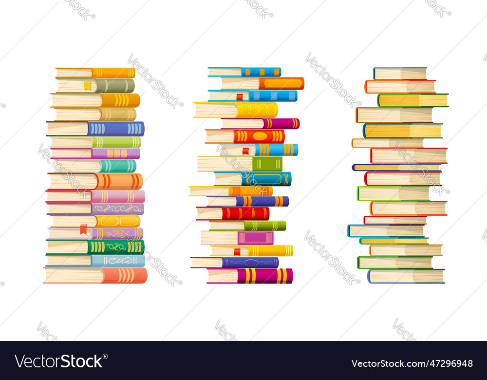 High books stacks and piles library bookstore Vector Image