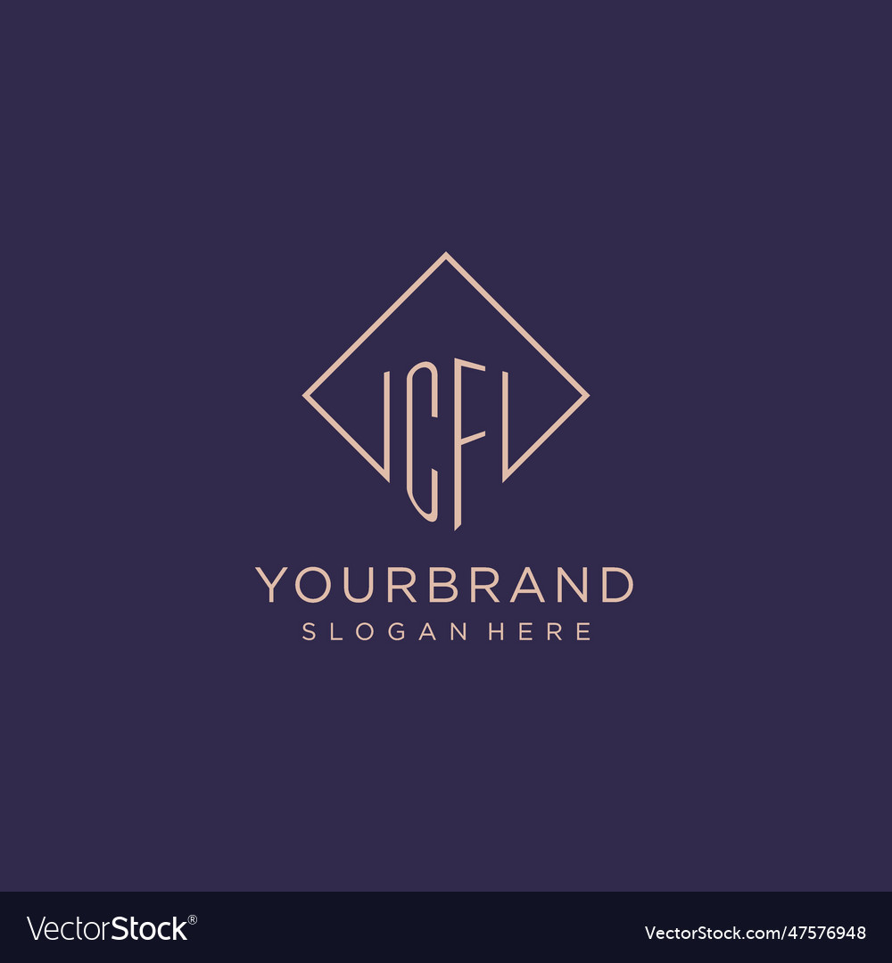 Initials cf logo monogram with rectangle style
