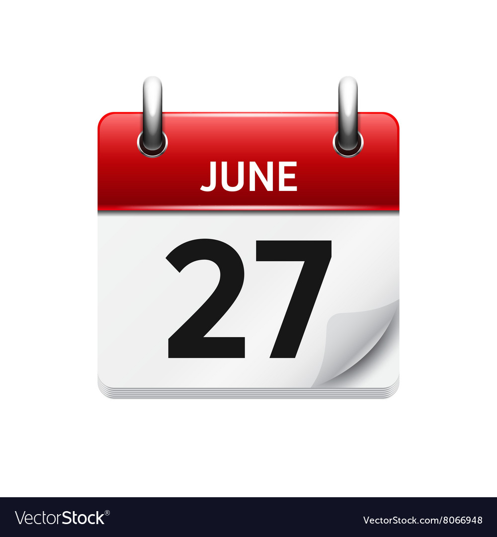 June 27 flat daily calendar icon date Royalty Free Vector