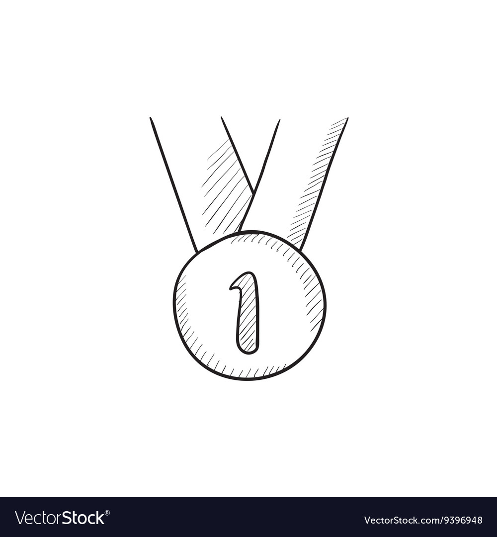 Medal for first place sketch icon