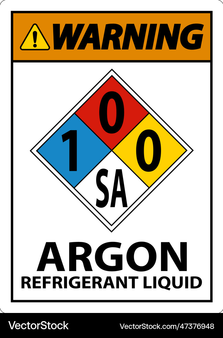 Nfpa warning argon refrigerant liquid 100sa Vector Image