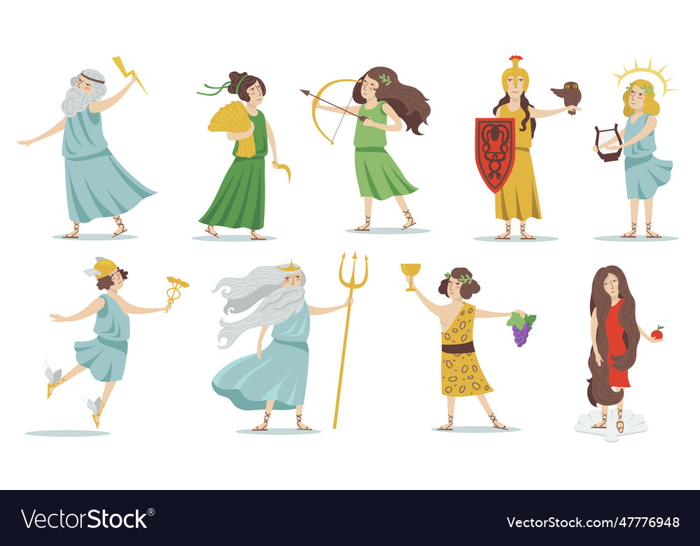 Olympian gods and goddesses Royalty Free Vector Image