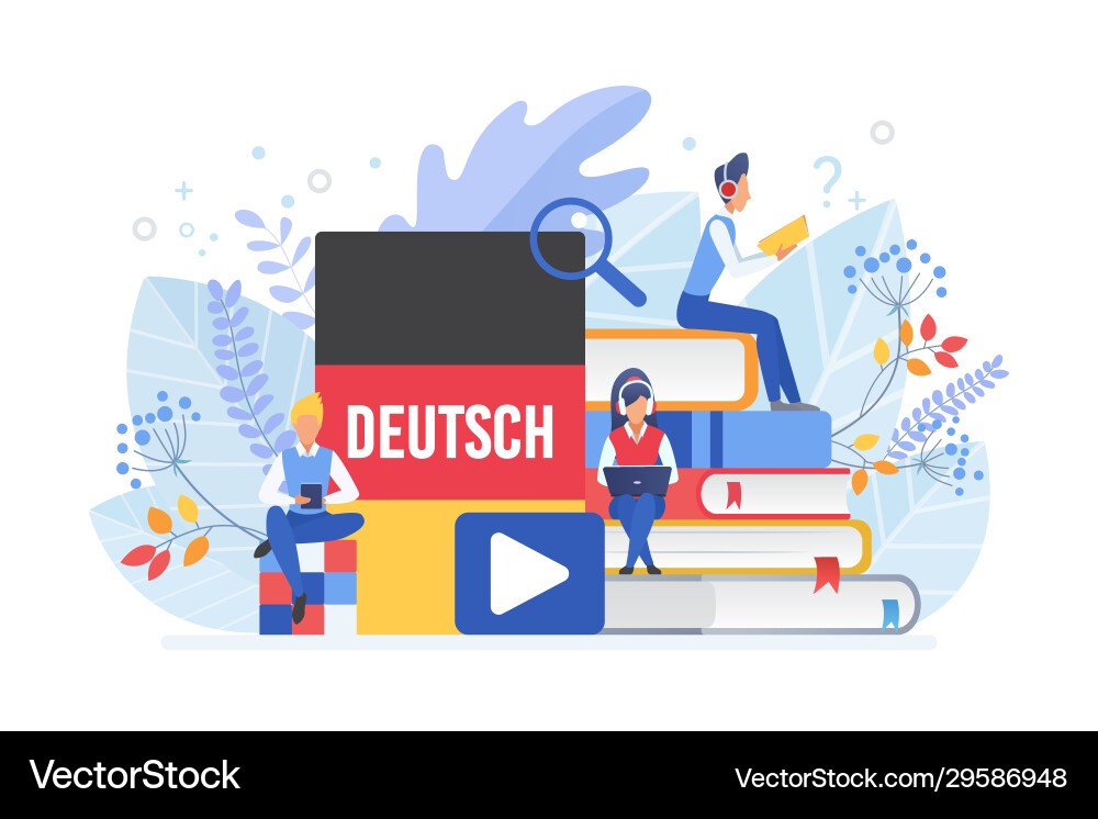 Online language courses flat Royalty Free Vector Image
