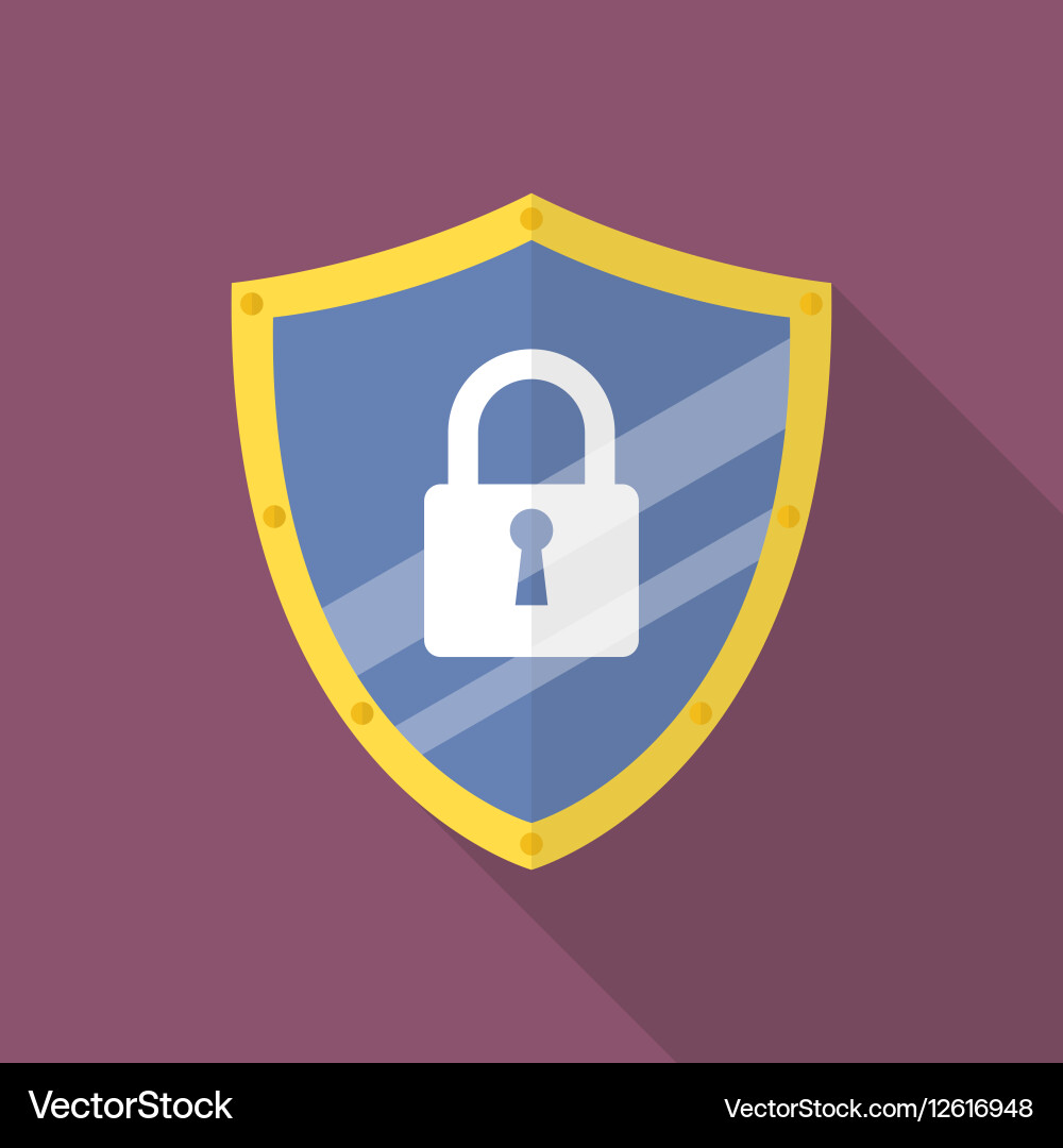 Protective shield flat icon Royalty Free Vector Image