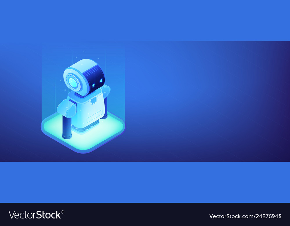 Robotics technology isometric 3d banner header