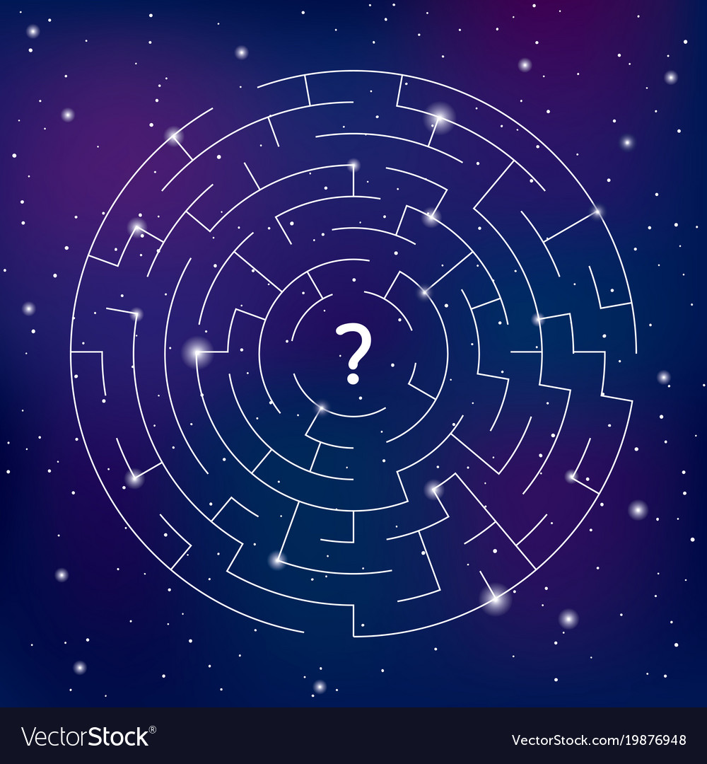 Round labyrinth on space background find your way