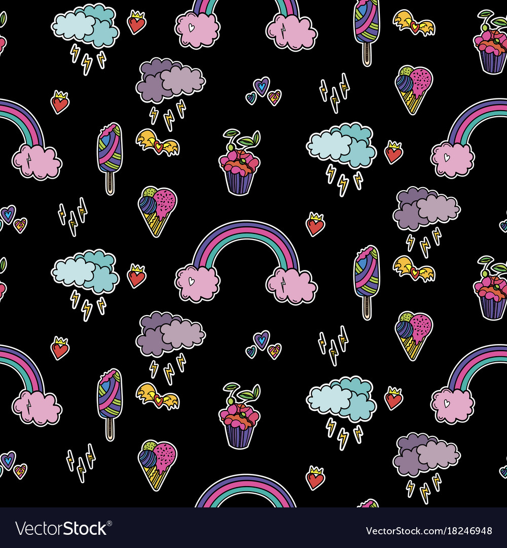 Seamless pattern with cute elements