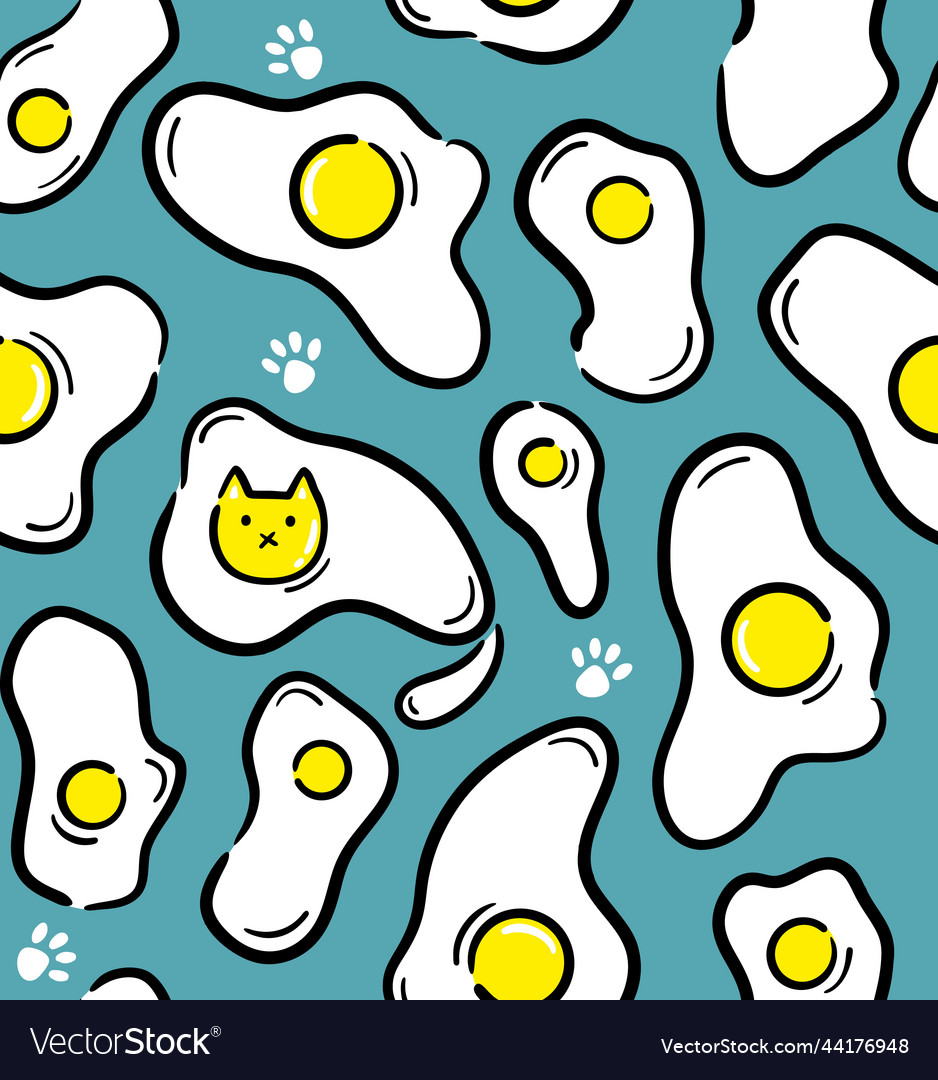 Seamless pattern with fried eggs and yolk in shape vector image Seamless pattern with fried eggs and yolk in shape