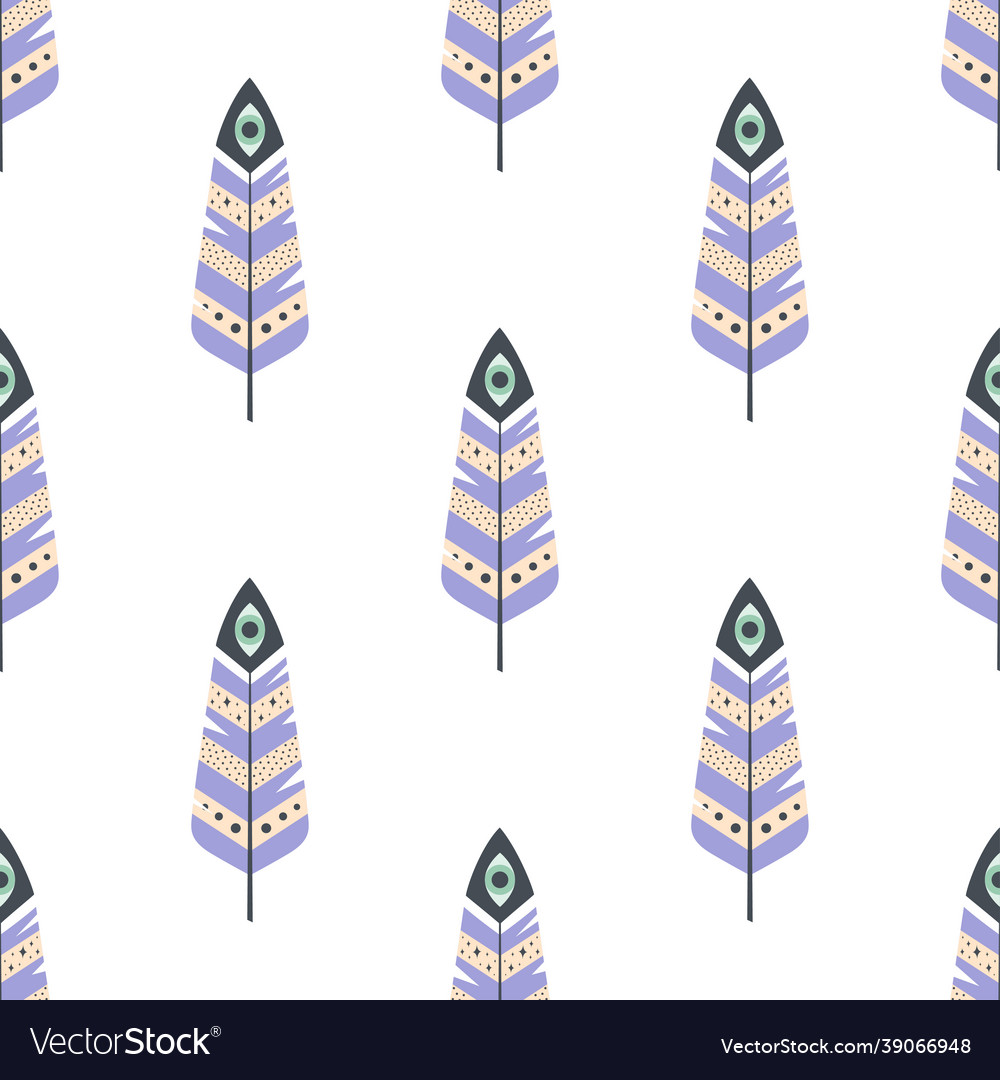 Seamless pattern with magic feathers