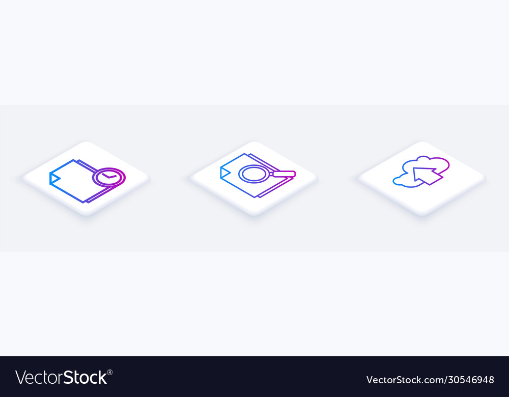Set isometric line document with clock vector image Set isometric line document with clock