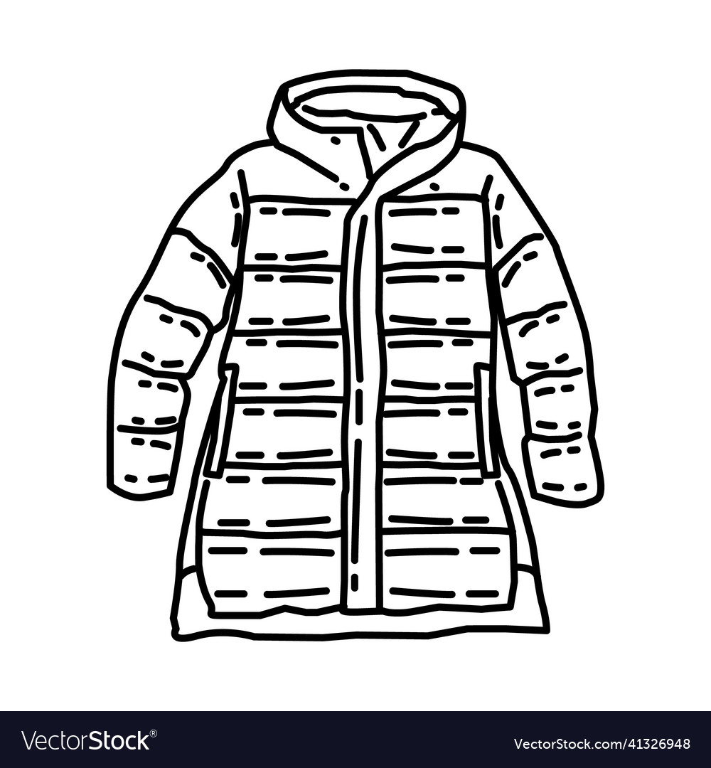 Winter jacket for women icon doodle hand drawn