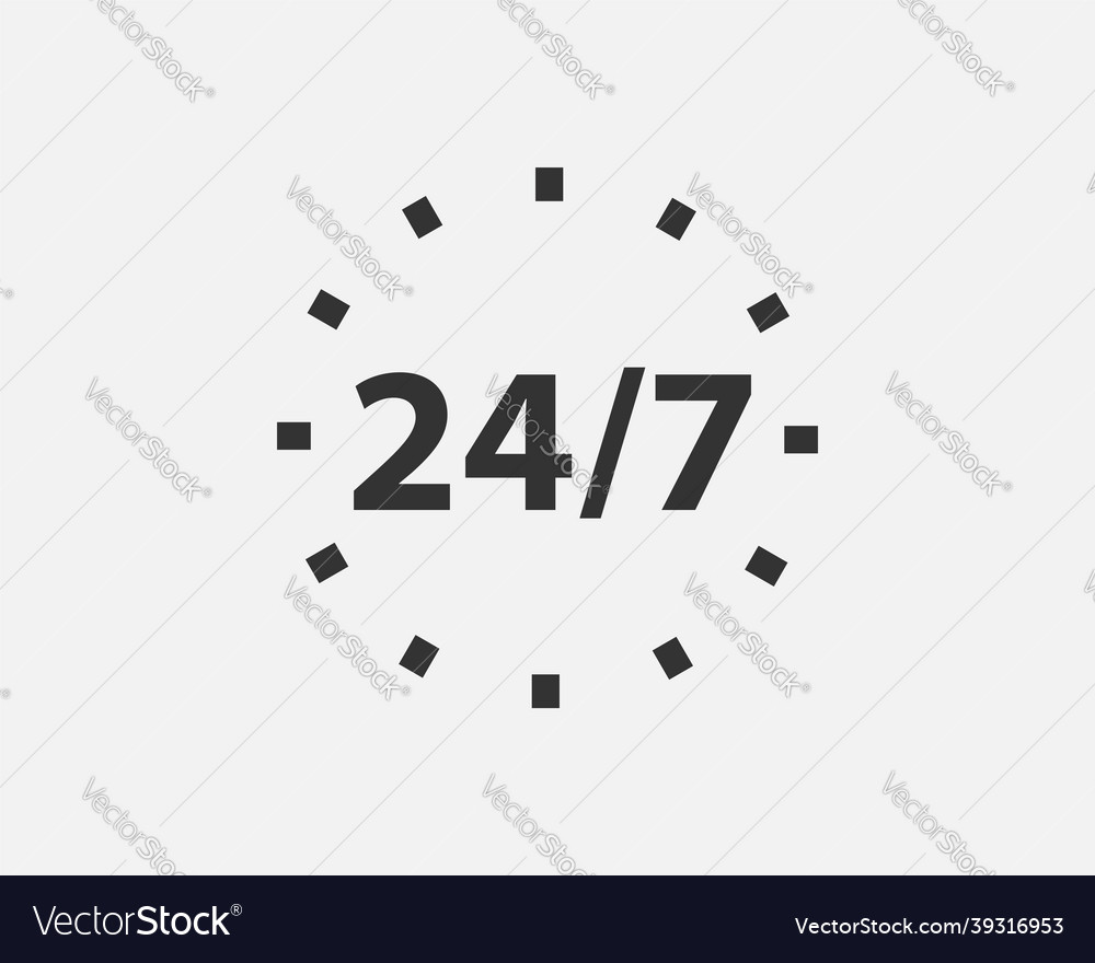 24 hours a day service icon symbol Royalty Free Vector Image