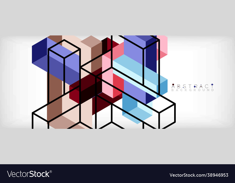 Abstract background 3d cubes cubic elements vector image Abstract background 3d cubes cubic elements