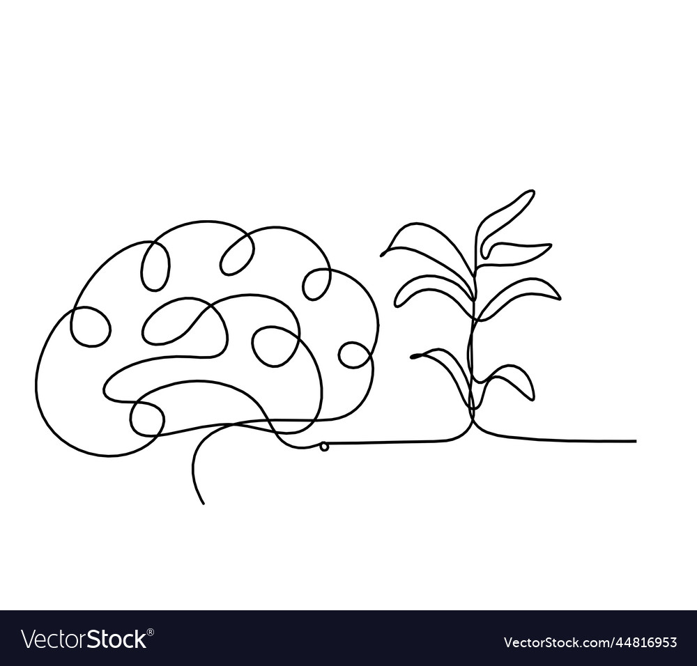 Abstract tree with brain as line drawing