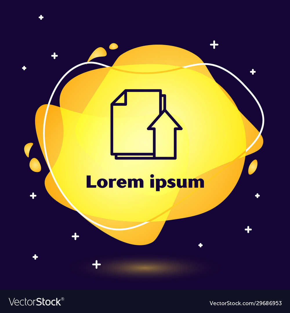Black line upload file document icon isolated vector image Black line upload file document icon isolated
