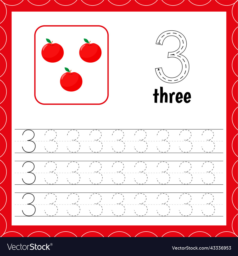 Cards with numbers for children trace the line Vector Image