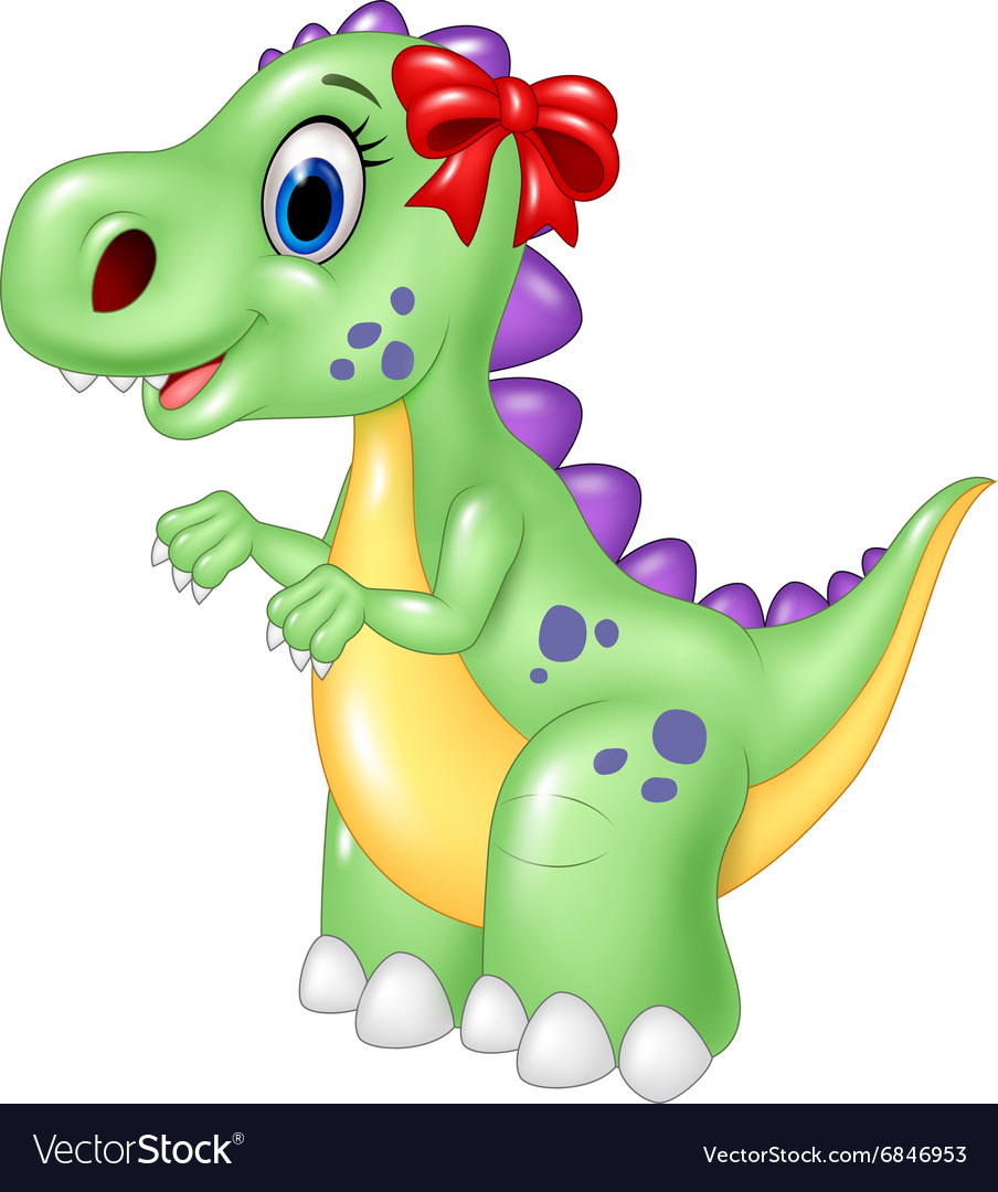 Cute female dinosaur isolated on white background Vector Image