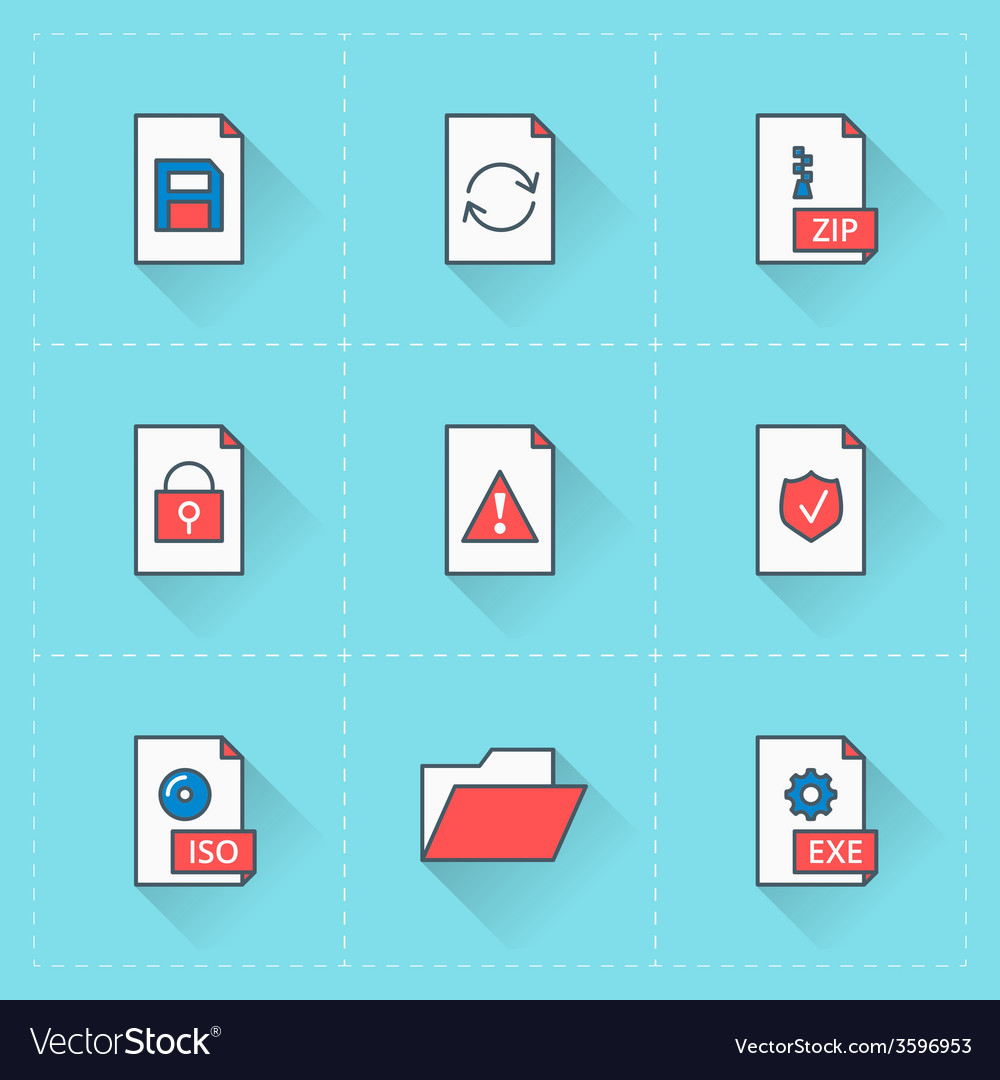 Document icons icon set in flat design style