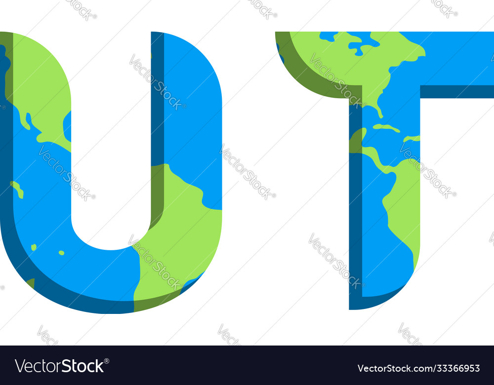 Initial ut logo design with world map style
