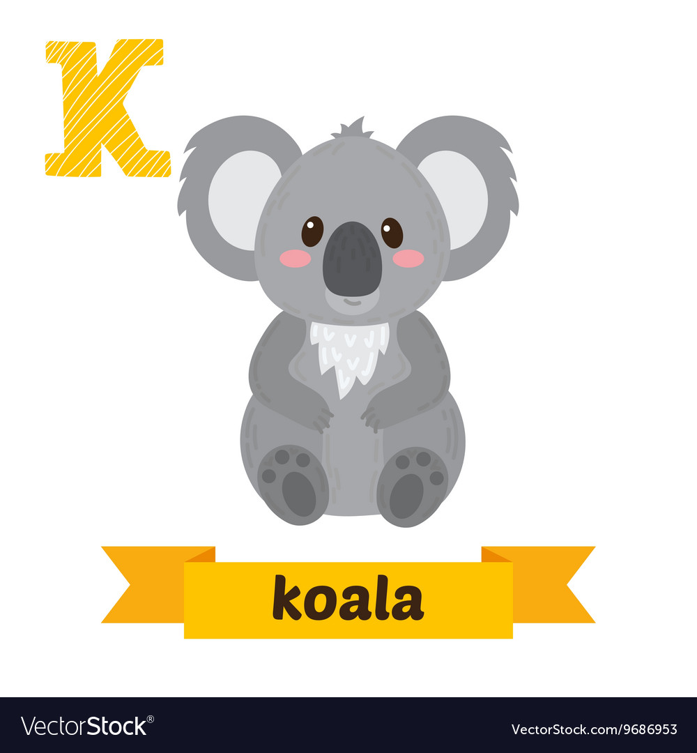 Koala K Letter Cute Children Animal Alphabet In Vector Image