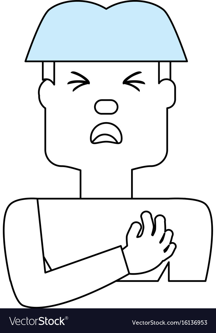 Man with heart attack face cartoon