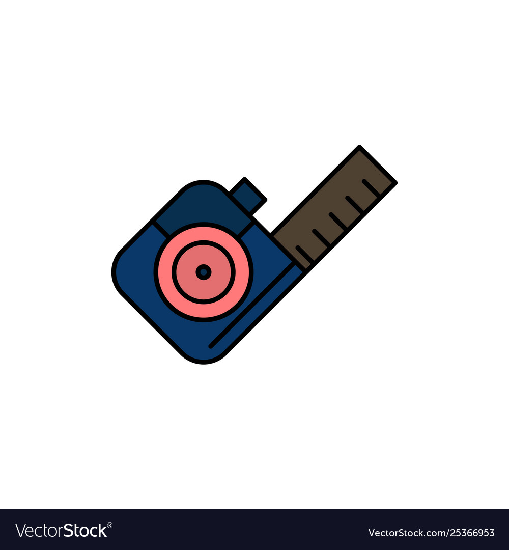 Measure measuring tape tool flat color icon Vector Image Measure measuring tape tool flat color icon