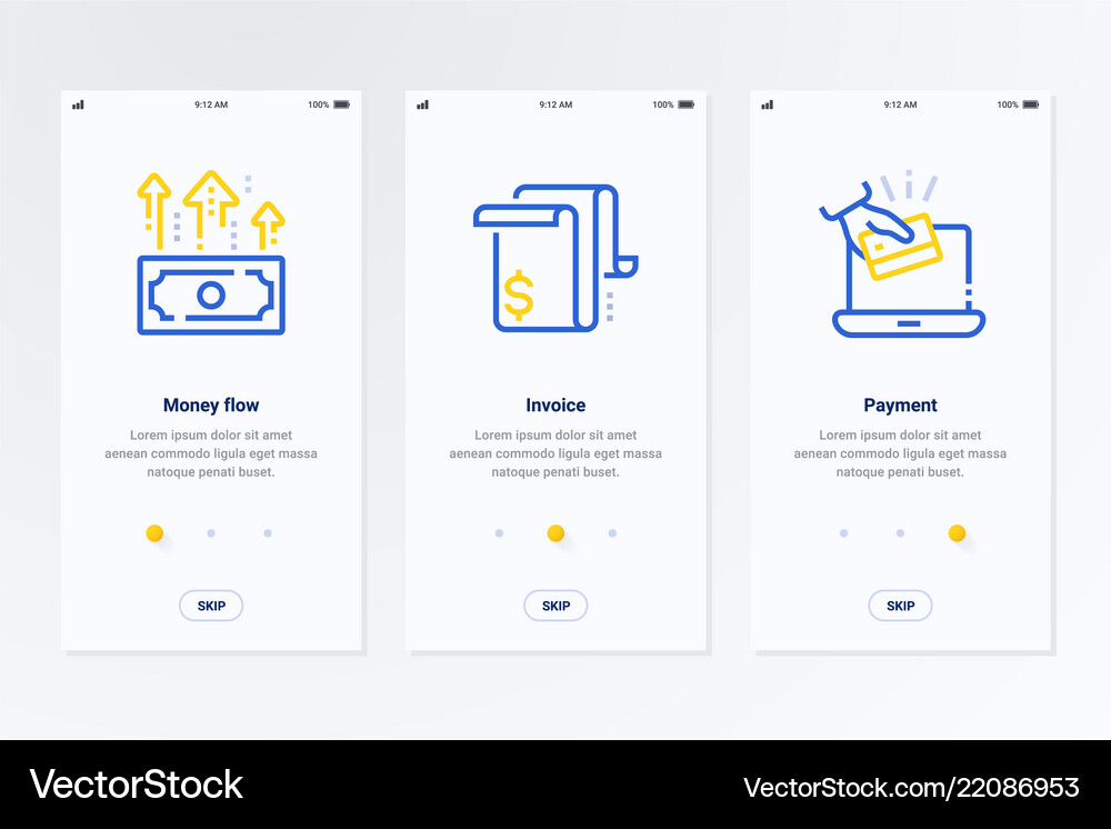 Money flow invoice payment vertical cards Vector Image