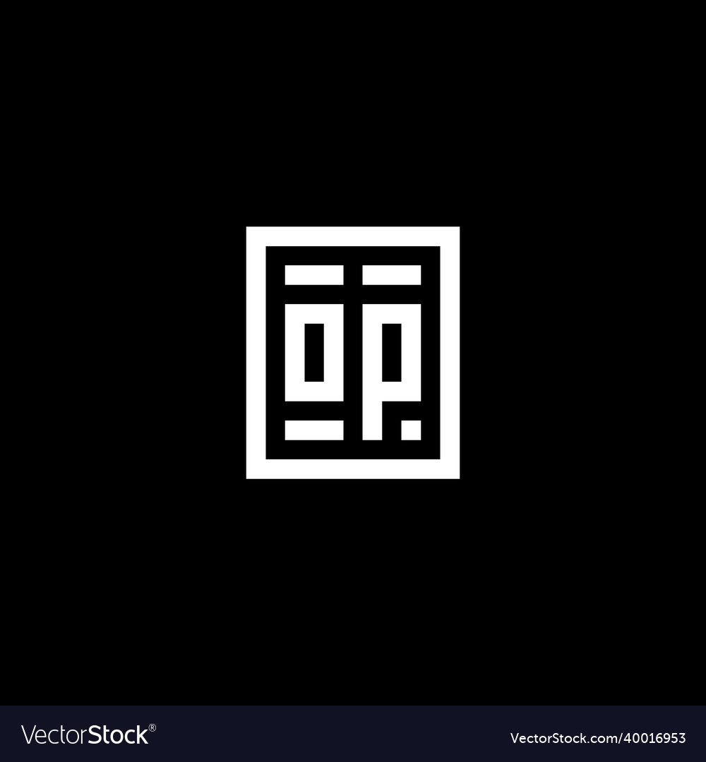 Op initial logo with square rectangular shape Vector Image Op initial logo with square rectangular shape