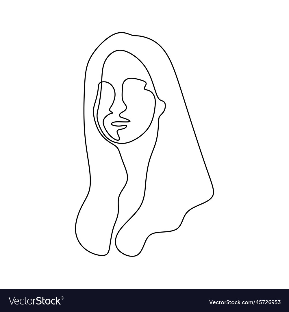 Pretty girl continuous line drawing minimalist