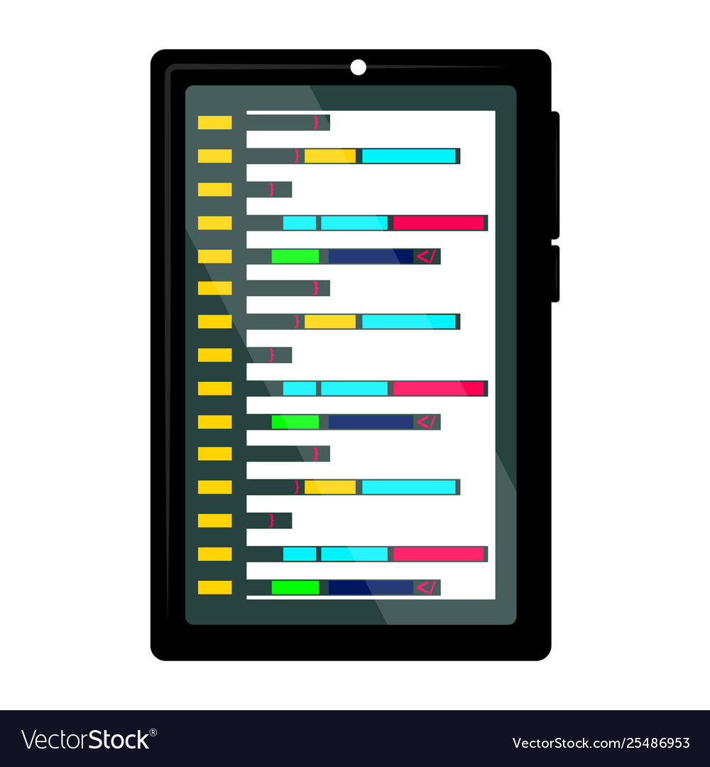 Programming code on a tablet screen