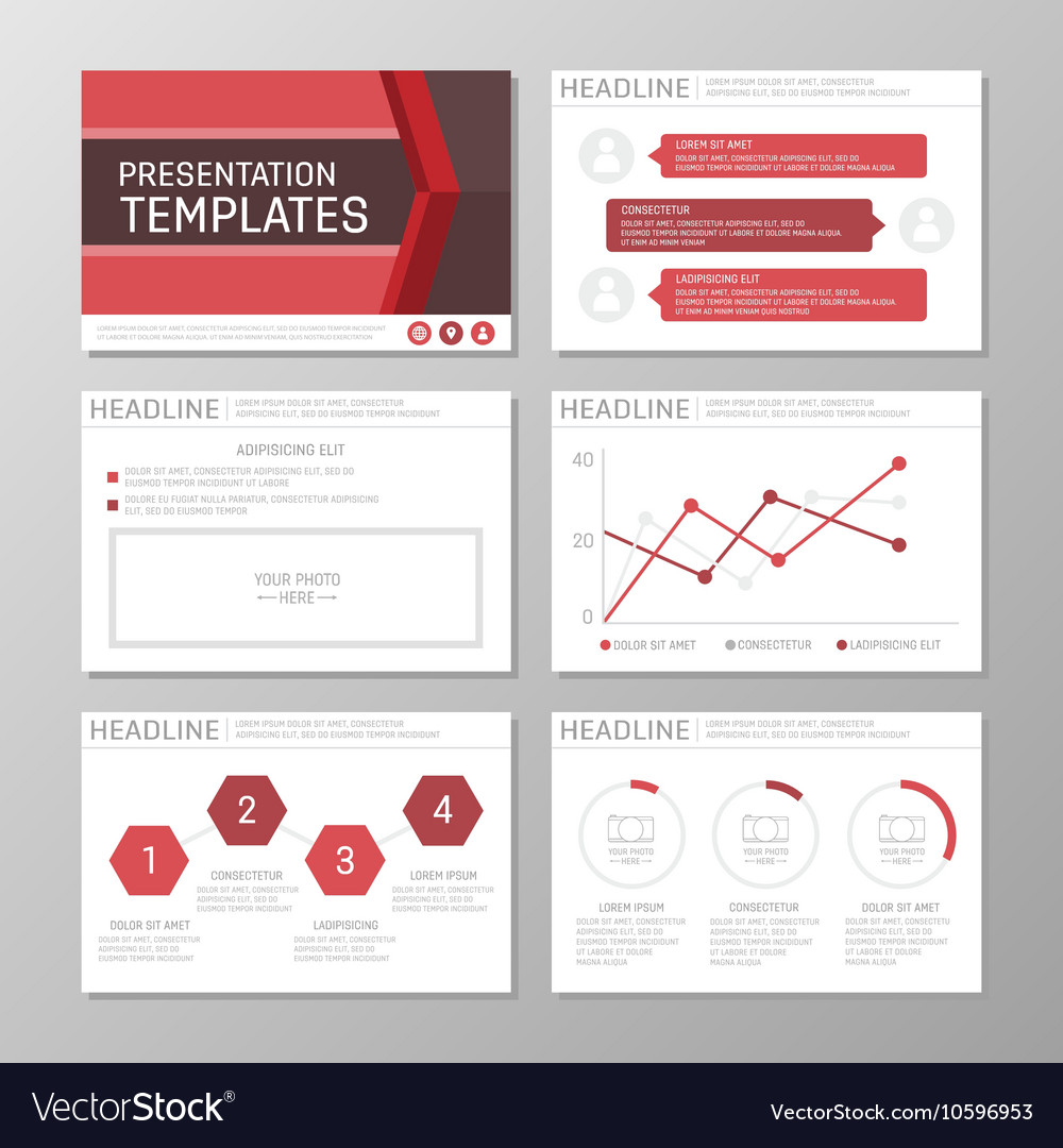 Set of red template for multipurpose presentation