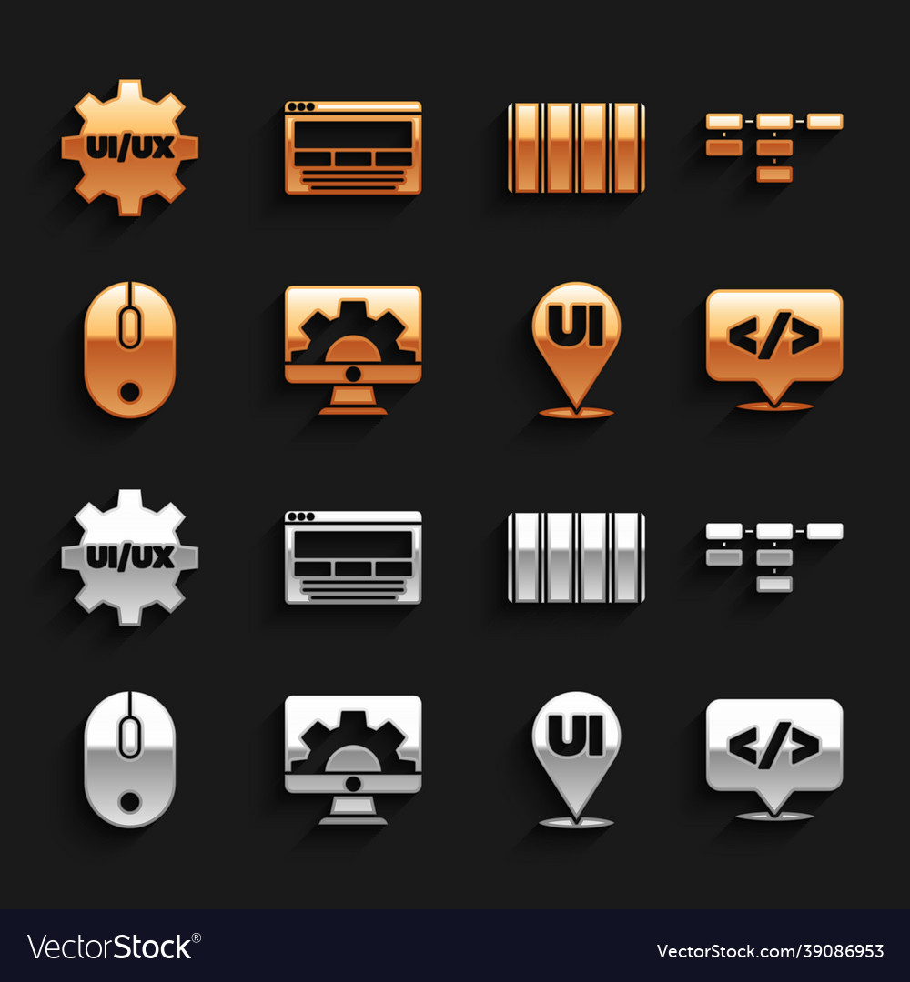 Set web development site map front end ui or ux vector image Set web development site map front end ui or ux