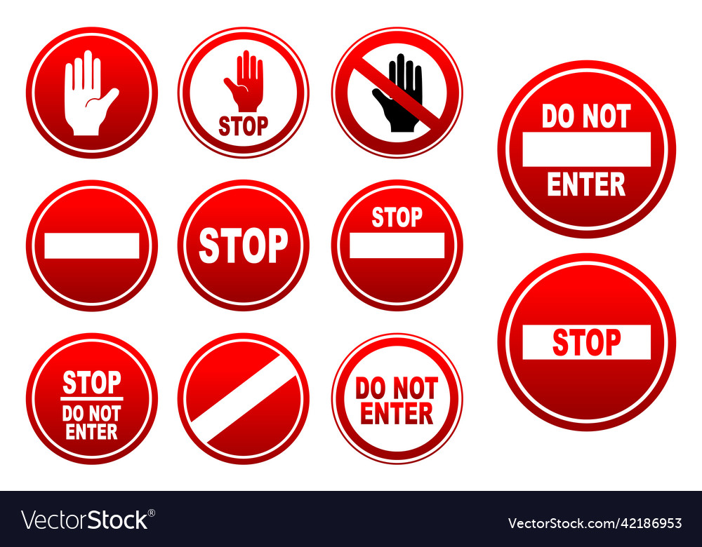 Sign set dangerous stop and do not enter Vector Image Sign set dangerous stop and do not enter